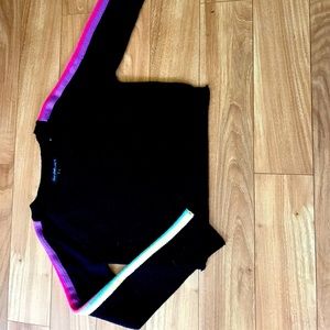 Derek Heart black sweater with colorful striped sleeves